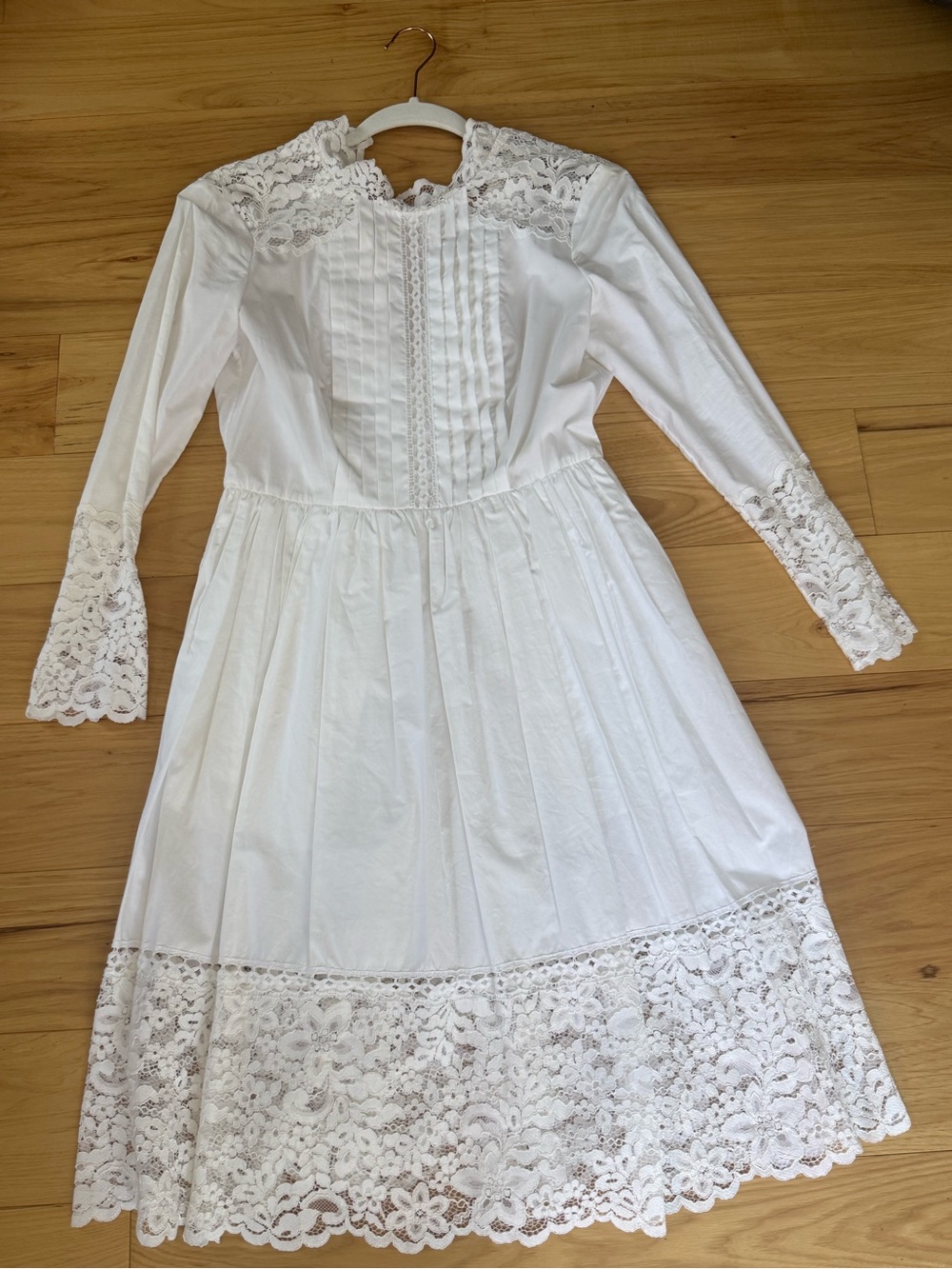 Sandro White Lace Panel Cotton Dress